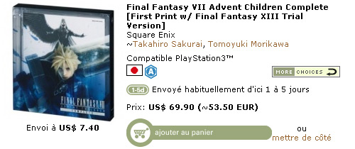 Blu Ray FFVII ACC + Demo FFXIII