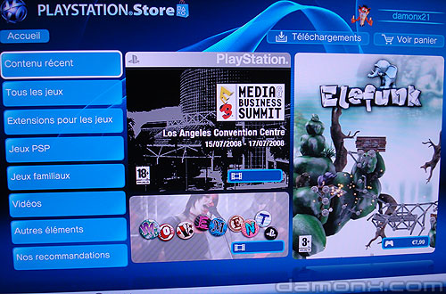 Mise à Jour PS Store 18 Juillet 2008