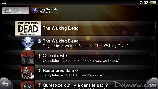 115e Trophée Platine : The Walking Dead PS Vita